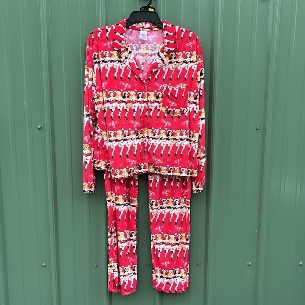 Velour Notch Collar Pajama Top & Pants Lounge Sleep 2-Piece Set Size L
